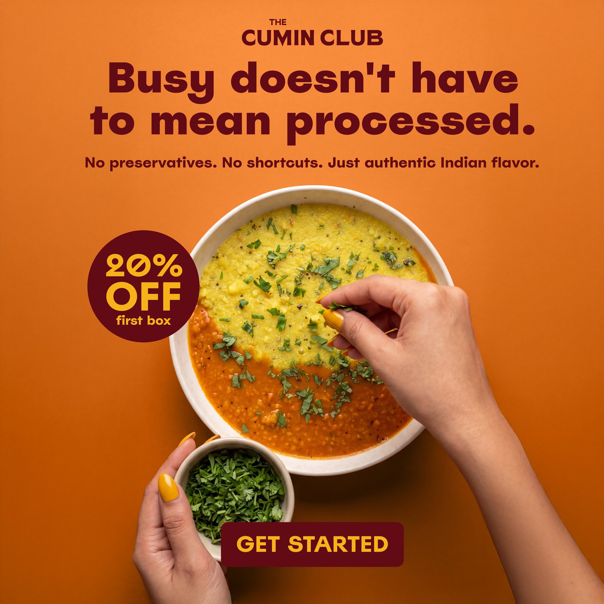 Cumin Club 1:1 feed ad made by SelfMade